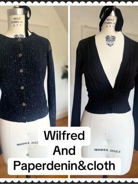 Wilfred Navy Speckled Ribbed Button Cardigan